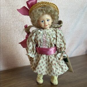 Adorable Floral Doll with Pink Ribbon